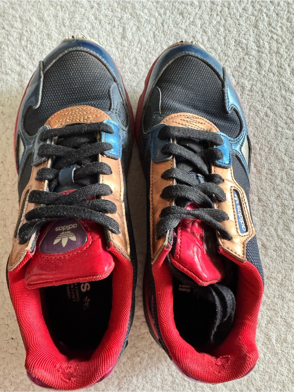 adidas Men's Black, Red, Blue Multicolor Lace-Up Sneakers